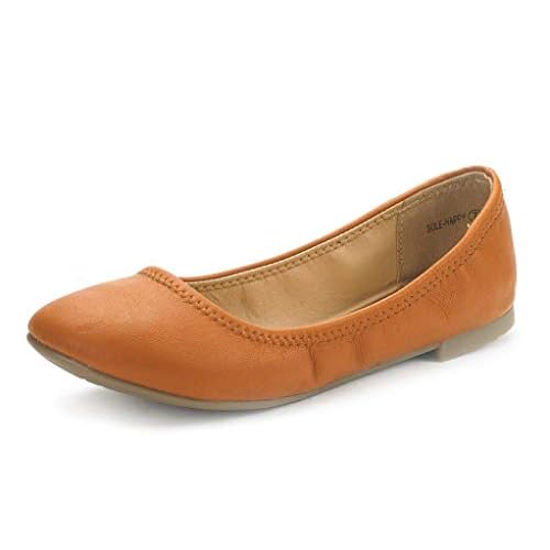 DREAM PAIRS Women's Sole-Happy Ballerina Walking Flats Shoes 6 Tan