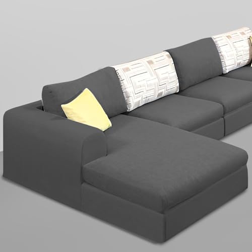 Image of Koza LHS 6 Seater L Shape Sofa Set for Living Room (Black Fabric) Premium Fabric Sofa