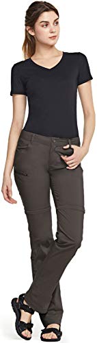 Cqr Women's Convertible Hiking Pants, Lightweight Stretch Quick Dry Zip Off Pants, Outdoor Trekking Fishing Safari Pants, Convertible Brown, 2 Short #TOP4