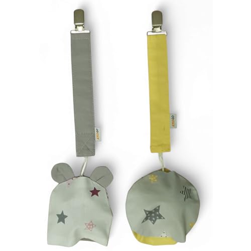 Image of Protective Pacifier Clip & Holder – Handmade, Ultra Durable with Case, 2-Pack, 100% Cotton – Safe & Stylish Baby Essential