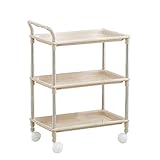 Mesa Camarera Plástico ABS Rueda De Goma 3 Niveles A Prueba De Humedad Suave Brazo Cocina, 3 Colores (Color : Beige)