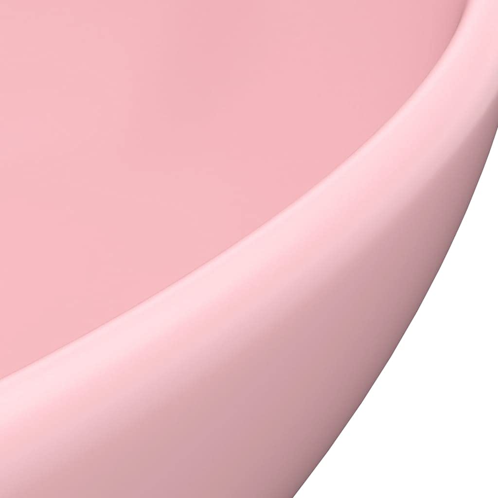INLIFE Lujoso lavabo ovalado rosa mate, 40 x 33 cm, cerámica, 6,4 kg, 146922
