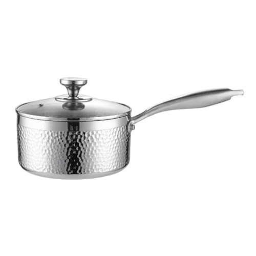 Cazo Acero Inoxidable,Sartén para Cocinar de Acero Inoxidable, Mango 16 cm - Cacerola Pequeña con Tapa - para Hogar Cocina Restaurante Al Aire Libre Jardín Camping Picnic