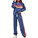 Women's 2 Piece Lounge Outfit Rainbow Striped Sweatshirt High Waist Sweatpants Workout Set Travel Track Suit Sweatsuit