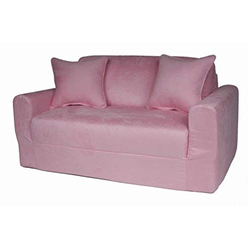 Fun Furnishings Sofa Sleeper, Pink Micro Suede