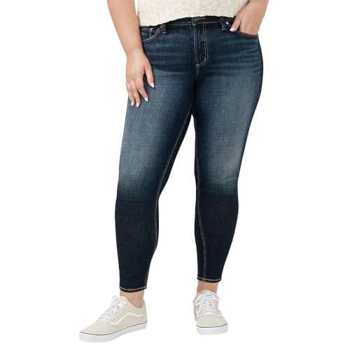 Silver Jeans Co. Women's Plus Size Suki Mid Rise Curvy Fit Skinny Jeans