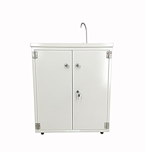Image of Portable Sink Station with Steel Cabinet, Self Contained Hand Wash Sink, Mobile Water Fountain with Built-in Pump, 110V /12V Powered, Water Jugs Not Included, 24 x 18 x 30 Inch Cabinet Size 10094-NPF
