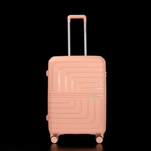 Image of 3G Vacanza Paris Series Polypropylene Unbreakable Hard-Sided Luggage Cabin SizeTrolley Bag | Pink 55 cms