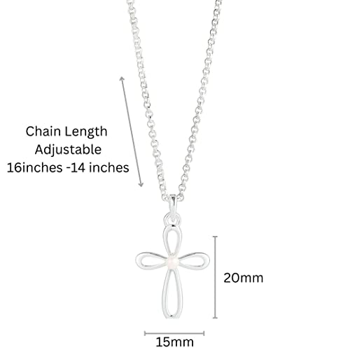 Cherish Pearl Cross Necklace – 925 Sterling Silver Girls' Jewelry for First Communion, Baptism, Quinceañera, Flower Girl or Bridesmaid Gift4