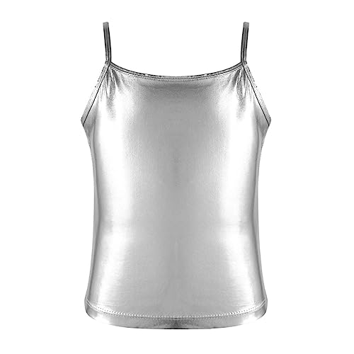 Girls Camisole Straps Shiny Metallic Tank Top for Gymnastic Dance Performance Top - Main Image