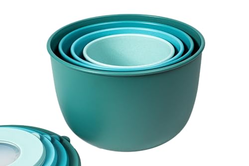 Set de 4 tazones apilables con tapa tonos aqua miniatura 4