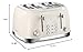 4 Slice Toaster Roter Mond Retro Stainless Steel with Bagel Defrost Cancel Function, 6 Browning Settings, Extre Wide Slot and Removable Crumb Tray, Cream, ST033