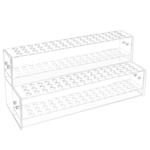 96-Slots Pen Holder for Craft Shows,2-Tier Acrylic Pen Display Stand Holders for Vendors,12mm Beadable Pens Display Beaded Pens Organizer Paint Brush Storage Makeup Brush Rack for School Essentials