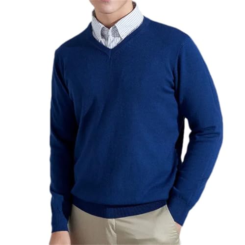 Men Cashmere Sweaters Classic V-Neck Knitted Sweater Pullover Soft Warm Business Casual Jumper