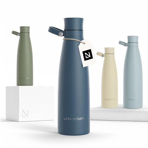 Image of LARS NYSOM Stainless Steel Insulated Water Bottle 25oz 34oz | Insulated Thermo Flask for Hot and Cold Beverages | Leakproof Drinking Bottle (Stone Blue, 25.4oz)