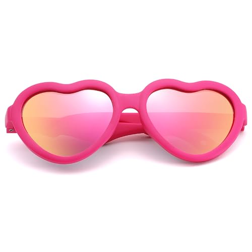 Image of Flexible Heart Shaped Baby Polarized Sunglasses with Strap Adjustable Toddler & Infant Age 0-24 Months