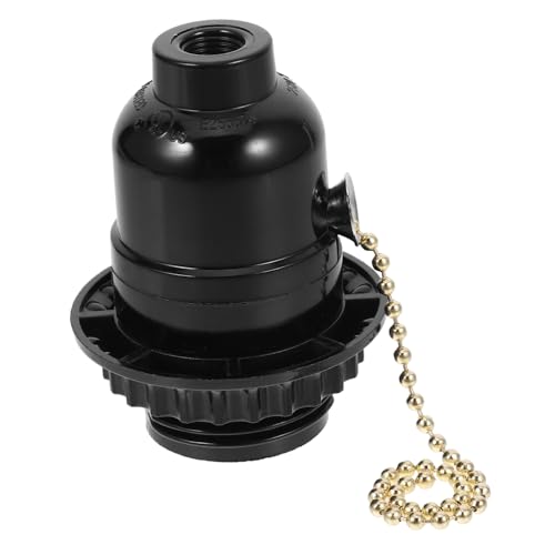 Angoily Portalámparas E27 Adaptador de Base y Collar Desmontable Plástico Negro Adecuado para Reemplazo de Casquillo Lámparas de Escritorio y Pie