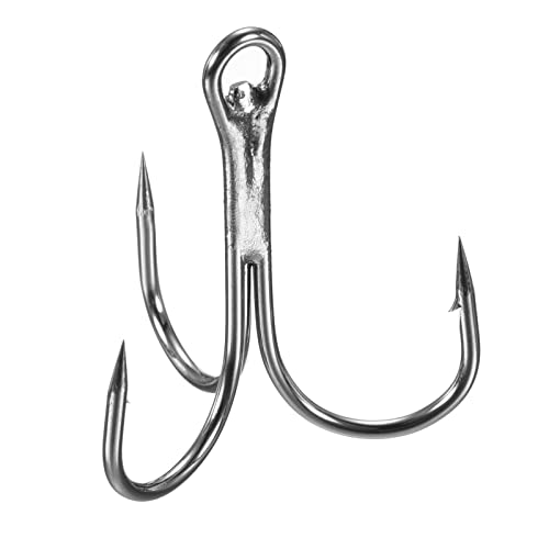 PATIKIL 2# Treble Fish Hooks, 50 Pack 1.02" L Carbon Steel Sharp Round Bend Hook Triple Barbed Hook for Freshwater Saltwater Black