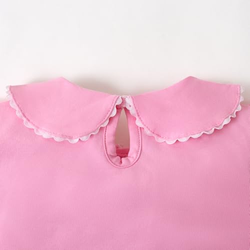 Image of 12M-14Y Toddler Baby Girls Peter Pan Collar Blouse Kids Girl Solid Color Puff Sleeve T-Shirts Casual Tee Tops