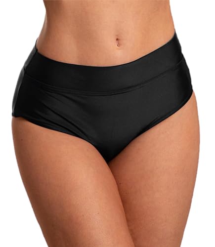 Aquarti Damen Bikinihose High Waist mit Umschlagbund Unterteil, Farbe: Schwarz, Größe: 36 Aquarti Damen Bikinihose High Waist mit Umschlagbund Unterteil, Farbe: Schwarz, Größe: 36