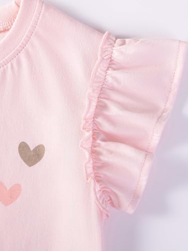 Image of HILEELANG Girls Cotton Short Set Summer 2 Piece Outfit T Shirt Shorts | 100% Cotton, Soft Breathable Fabric, 2 Piece Outfit Set, Elastic Waist, Summer Comfort for Toddler Little Girls