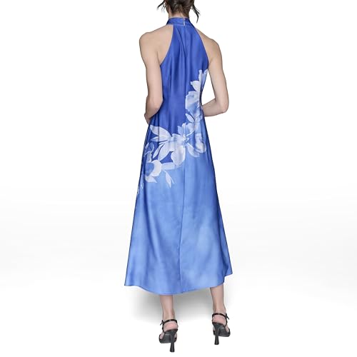Image of Karl Lagerfeld Women's Sleeveless Halter Neck Satin A-line Maxi Dress