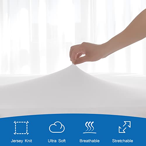 Image of Twin Fitted Sheet Only, Twin Size Sheets for Kids Up to 12 Inches Deep Procket, Single Bed Mattress Sheets Stretchable Breathable Cover for Air Mattress, White