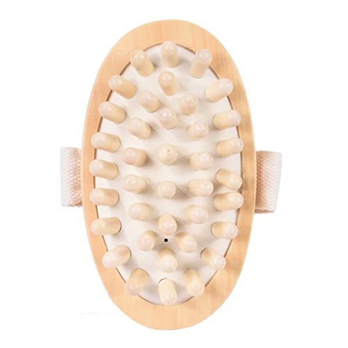 Masajeador anticelulítico de madera natural, cepillo de exfoliación corporal de mano para relajación muscular