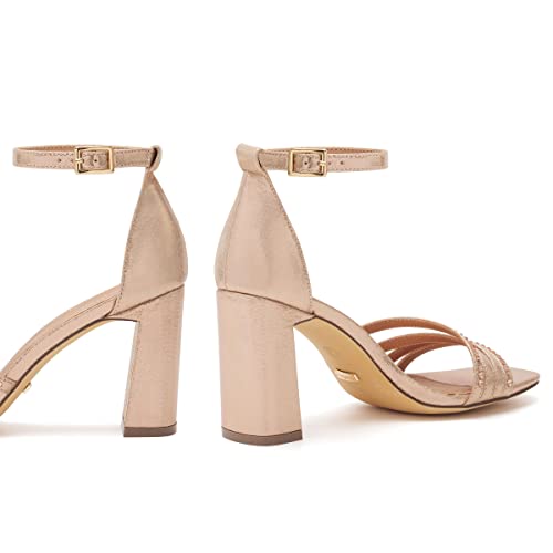 Vodvob Women's Rhinestone High Heel Sandals Chunky Open Toe Women Dressy Ankle Strap Heels Wedding Party Heel Sandals #TOP5