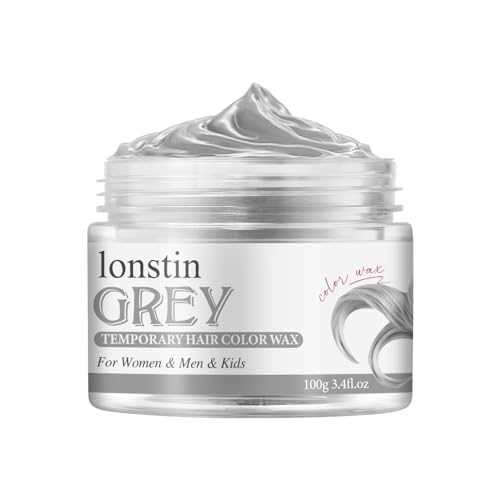 Couleur de cheveux temporaire lavable, couleur de cire de cheveux temporaire cire cheveux naturels baume pour les femmes et les hommes cosplay Halloween Noël (Gris, Gris)