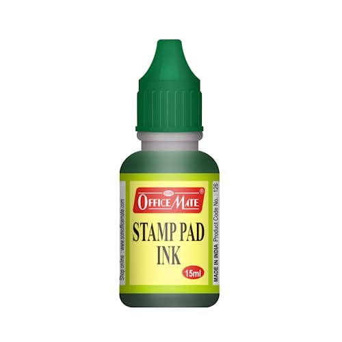 Image of Soni Officemate Stamp Pad Ink - 15ml | Pack of 10 (Green) | Quick-Dry, Smudge-Free Ink | Long-Lasting & Easy-to-Use | for Office, School, Craft & DIY Use