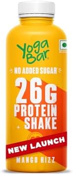 Yogabar 26g Protein Shake | Goodness of Protein & Premium Mango | 26g Protein Milkshake with No Added Sugar | Ideal for Early Mornings, Pre & Post Workouts Energy Drink (250ml)