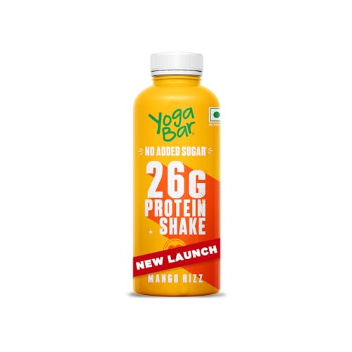 Image of Yogabar 26g Protein Shake | Goodness of Protein & Premium Mango | 26g Protein Milkshake with No Added Sugar | Ideal for Early Mornings, Pre & Post Workouts Energy Drink (250ml)