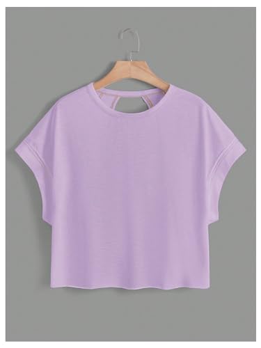 Image of SOLY HUX Women Open Back Tops Workout Backless Tee Casual Athletic Shirts Short Sleeve Oversized Gym T Shirt