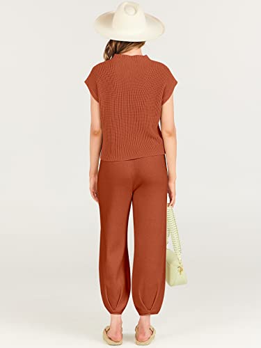Image of ANRABESS Women's Two Piece Outfits Sweater Sets Knit Pullover Tops and High Waisted Pants Tracksuit Lounge Sets