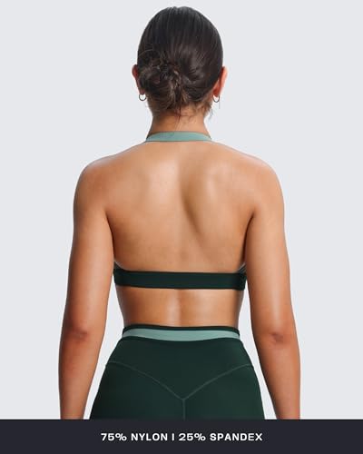 Aoxjox Women's Color Block Halter Workout Sports Bras Fitness Athletic Vanessa Bra Yoga Crop Tank3