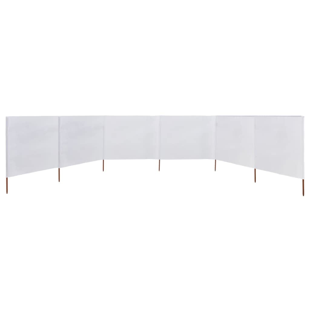 Brise-Vent Extérieur 6 Panneaux, Tissu Non Tissé Résistant, Piquets en Bois, Brise Vue Camping et Brise Vent de Plage, Protection Contre Le Vent, Blanc Sable, 800 x 160 cm