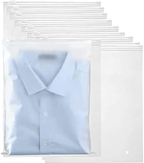 LOLYSIC 100Pcs Frosted Zip Lock Bags for Clothes, 25x35CM Reusable Plastic Ziplock Bags for Clothing, Frosted Ziplock Hospital Bag Organiser Bags for Home Trip Travel, with Vent Hole