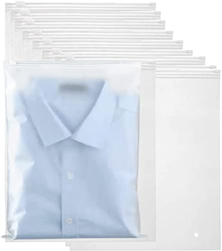 LOLYSIC 100 Pcs Frosted Zip Lock Bags for Clothes, 25x35CM Reusable Plastic Travel Storage Ziplock Bags Suitcase Hospital Bag Organiser Pouches Ziplock Bags for Travel Clothing Shoes Cosmetics