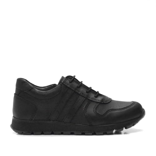 Image of SIRRI Boys Black Leather School Shoes, Formal Smart Back to School Trainers