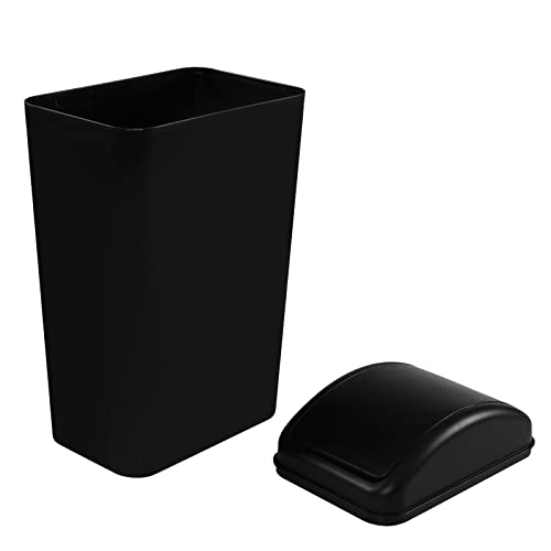 Caneca plástica pequeña 14 L con tapa basculante negra miniatura 5