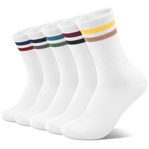 Kotashion 5 Paires Chaussettes Homme 43-46 Chaussettes Sport Homme et Chaussette Homme pour Chaussettes Tennis, Course, Fitness, Cyclisme - Chaussette Blanche Homme...