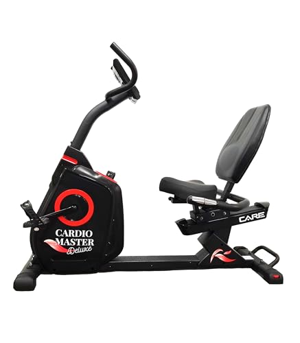 Care Fitness - Vélo Semi-Allongé - Cardio Master Deluxe - 7 Fonctionnalités - 32 Niveaux - 24 Programmes - Siège Réglable - Pédales Lestées - Pédalage...