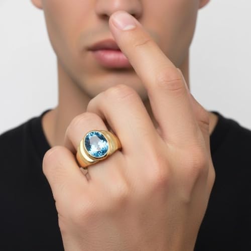 Image of 55Carat Choose Your Color Natural Birthstones 18 K Gold Plated Ring Bold Statement Jewellery Sizes 4-13