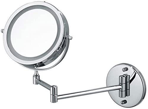 Miroir de maquillage mural haut de gamme avec double face pivotante et lumière LED