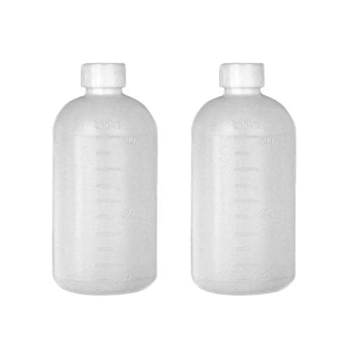 2 botellas de plástico de 500 ml con reactivo químico de laboratorio graduado de boca pequeña botella de sellado con tapón interno a prueba de fugas botella de reactivo de laboratorio