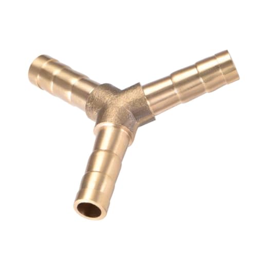 MACHSWON 6mm or 1/4" Brass Barb Hose Fitting Y Shape 3 Way Connector Barbed Splitter Fitting Splicer for Water Fuel Air 10pcs