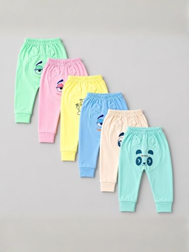 Image of superminis Printed Cotton Pajama Pants for Baby Boys and Baby Girls | Pack of 6 (Multicolor Designs)
