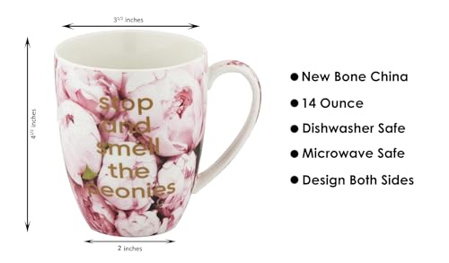 SipNBloom Peonies Floral Bone China Tea Mug