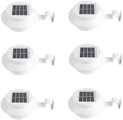 Clordeal 6PCS Solar Powered Light Lamp Outdoor Garden Yard Wall LED Light Gutter Fence Wall Lamp & Bracket White